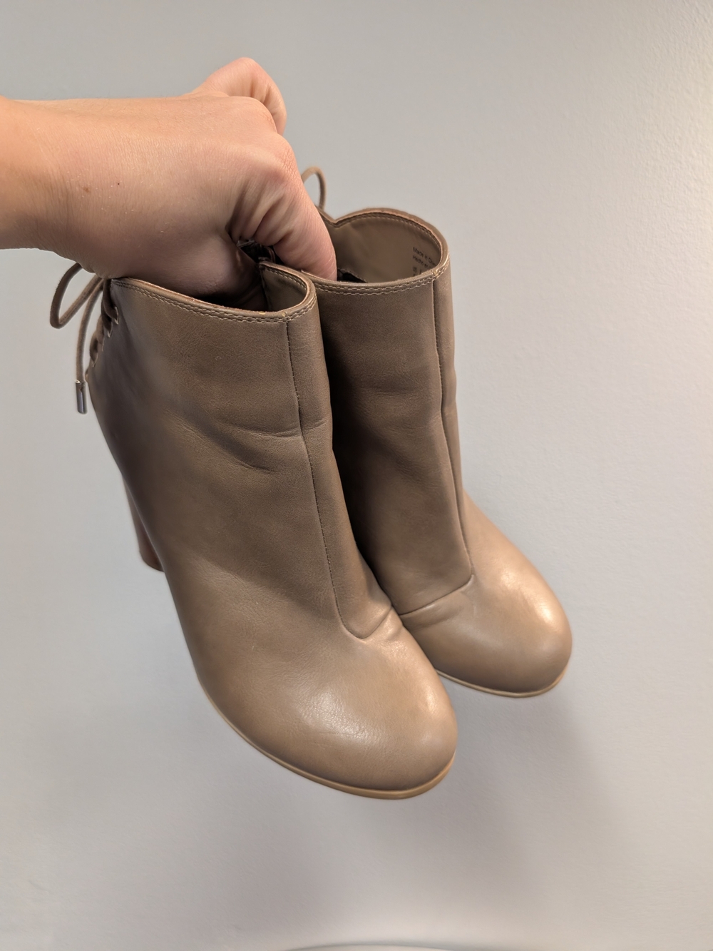 Call It Spring Taupe Lace-Up Rounded Ankle Booties 8 - Picture 2 of 5